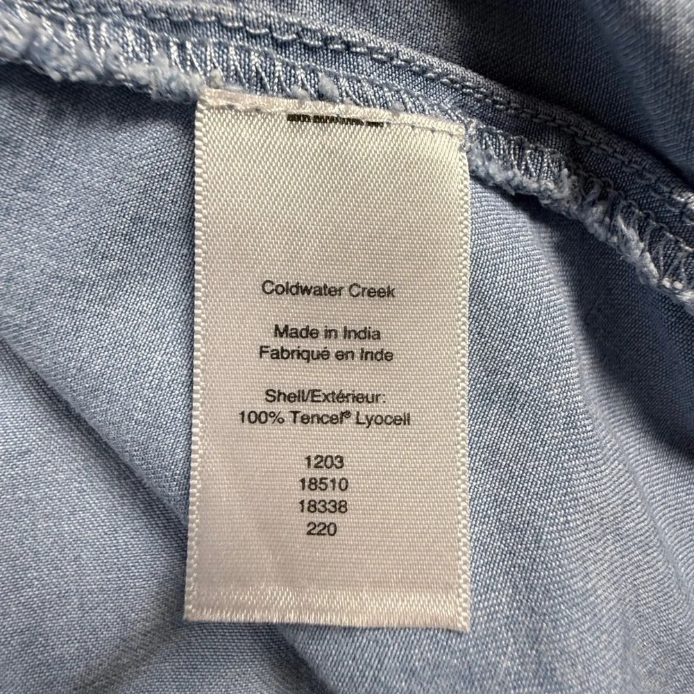 Coldwater Creek Blue Tencel Lyocell Button Front Midi Skirt Light Wash Womens M